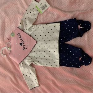 Little Me Girls 3M 2 Piece + Bib Outfit